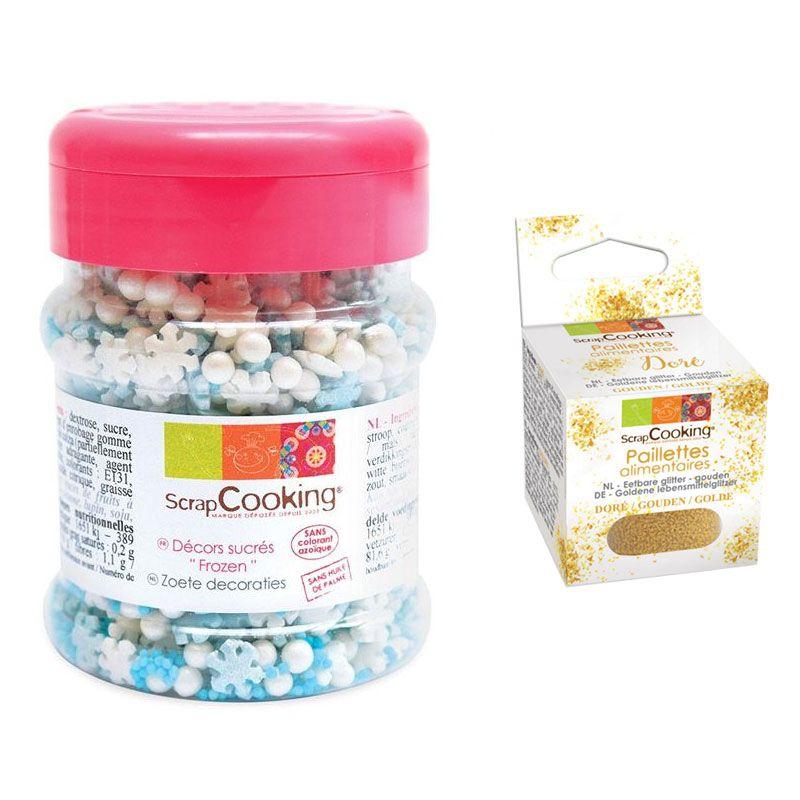 Décors sucrés La Reine des Neiges + paillettes dorées Scrapcooking - Mathon