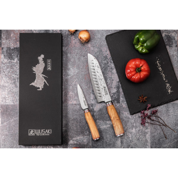 2 couteaux de cuisine Wusaki Damas 10Cr en coffret élégant noir Wusaki - Mathon - 3