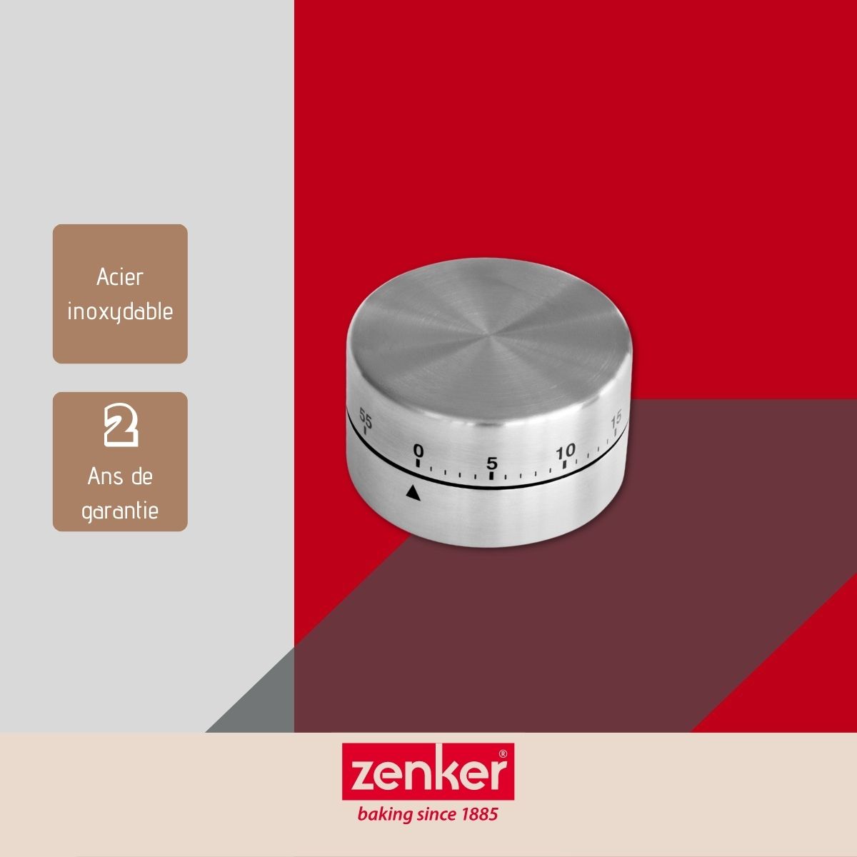 Minuteur de cuisine magnétique 1h en acier Smart Pastry Zenker
