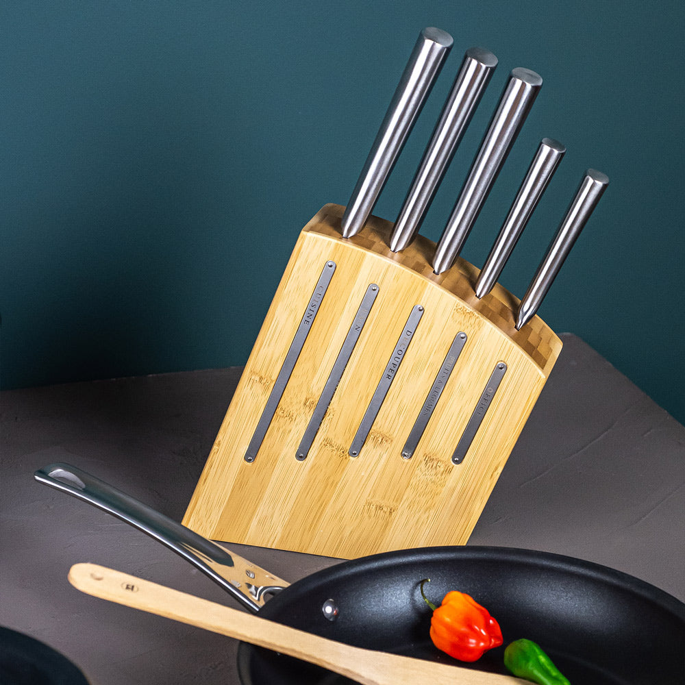Bloc en bambou avec ses 5 couteaux Jean Dubost - Mathon - 3
