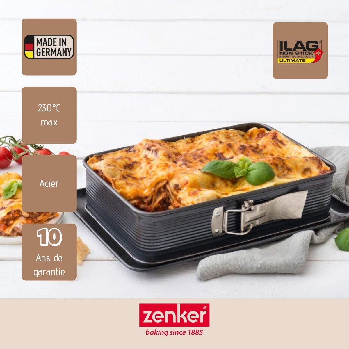 Plat à lasagnes avec charnière 33 x 22,5 cm Deluxe Zenker 