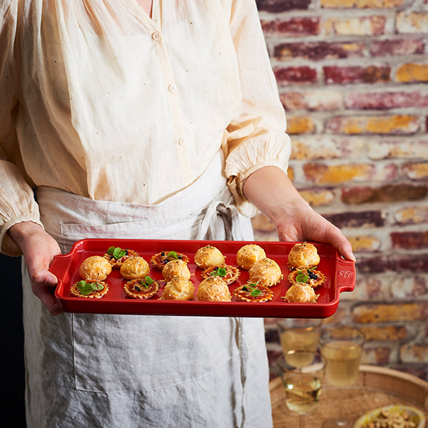 Plaque apéritifs et mignardises céramique Appolia 40 cm rouge Peugeot - Mathon - 3