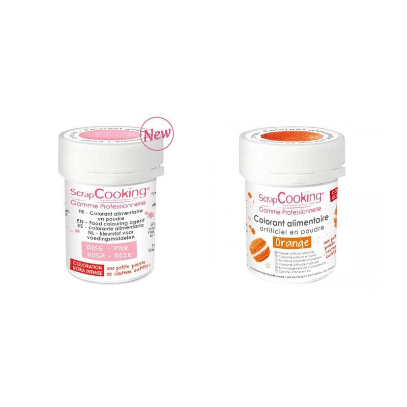 2 colorants alimentaires en poudre - orange-rose poudré Scrapcooking - Mathon