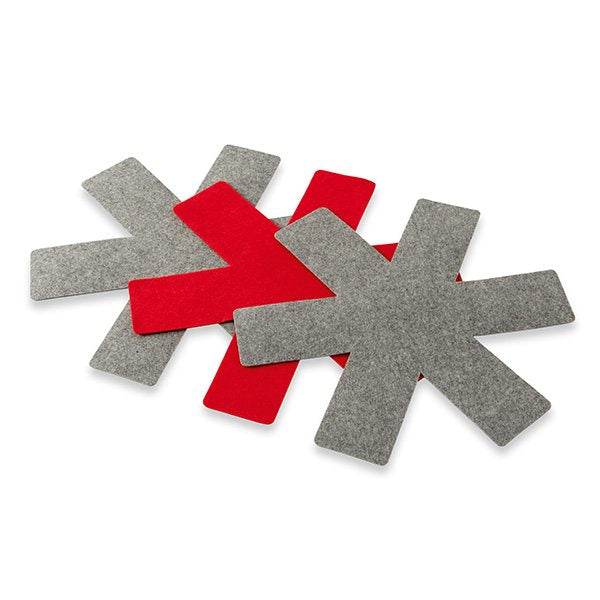 Set de 3 protections feutrines pour poêles rouge et gris 38 cm Mathon - Mathon - 1