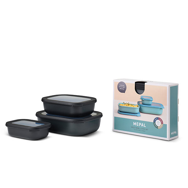 Set de 3 bols rectangulaires Cirqula Nordic Black 500ml, 1000ml, 2000ml Mepal - Mathon - 1