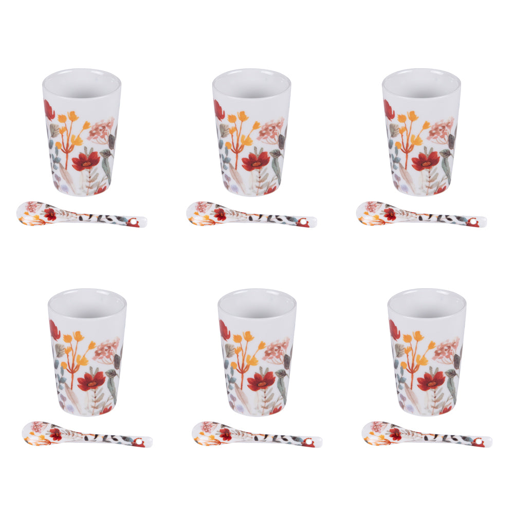 Coffret 6 gobelets et cuillères Flor Table passion - Mathon - 1