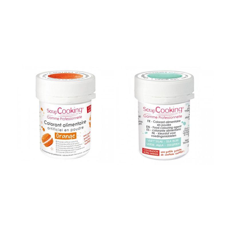 2 colorants alimentaires en poudre - orange-vert d