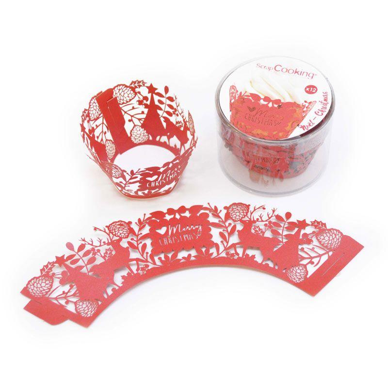 12 contours pour cupcakes de Noël Scrapcooking - Mathon