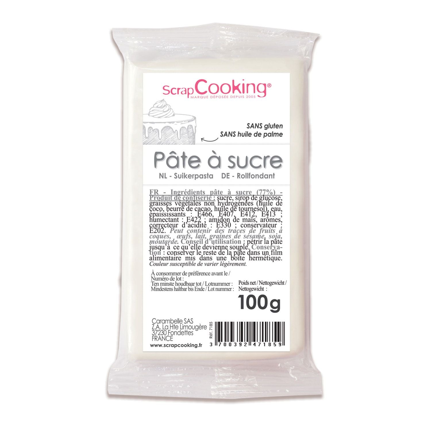 Pâte à sucre blanche 100 g Scrapcooking - Mathon