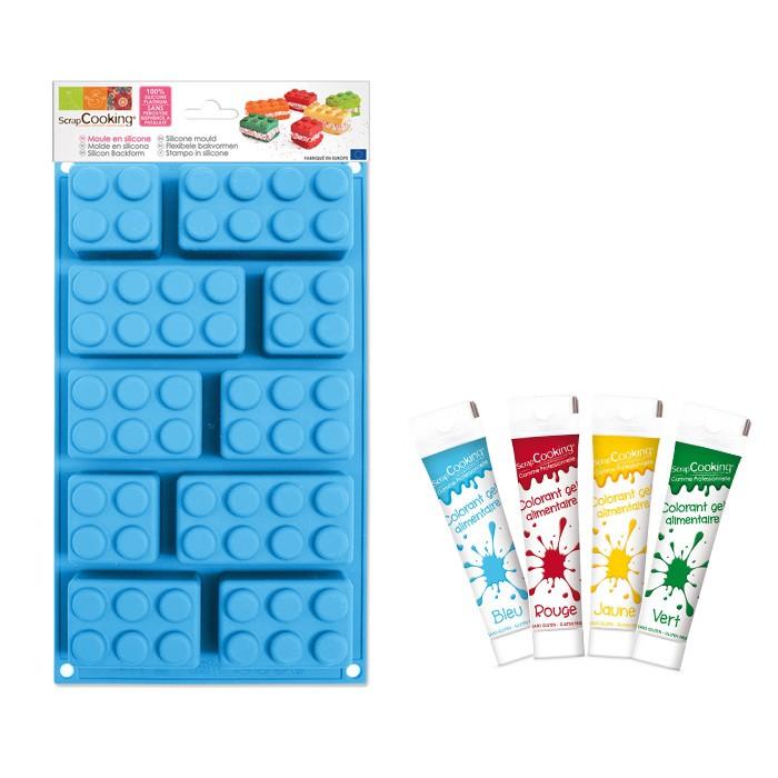 Coffret moule en silicone briques + 4 colorants alimentaires Scrapcooking - Mathon