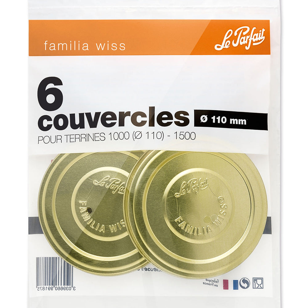 Sachet de 6 couvercles Familia Wiss 11 cm Le Parfait - Mathon - 2