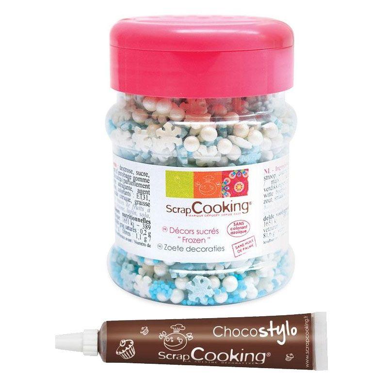 Décors sucrés La Reine des Neiges + Stylo chocolat Scrapcooking - Mathon