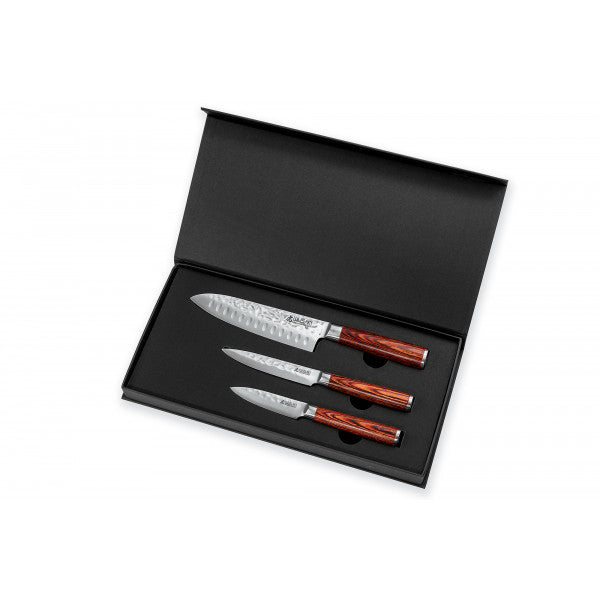 Coffret couteaux Santoku + Universel + Office Wusaki Pakka X50 Wusaki - Mathon - 1