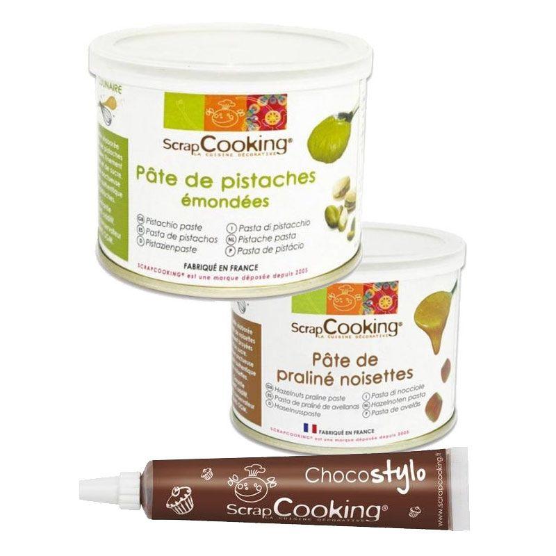 Pâte de pistache 200 g + pâte de noisette 200 g + 1 Stylo chocolat Scrapcooking - Mathon