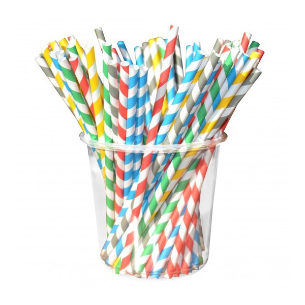 Set de 250 pailles écologiques en papier multicolore Lebrun - Mathon