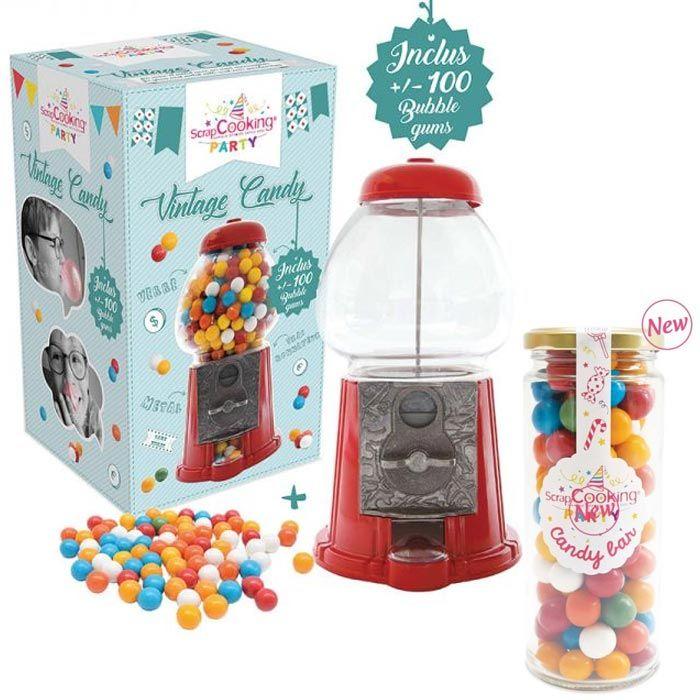 Distributeur de bonbons vintage + recharge bubble gums 300 g Scrapcooking - Mathon
