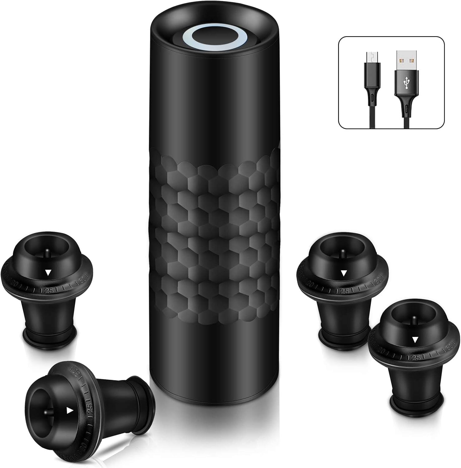 Kit de Pompe à vin Automatique avec 1 Pompe à Vide Rechargeable noir Vendos85 - Mathon
