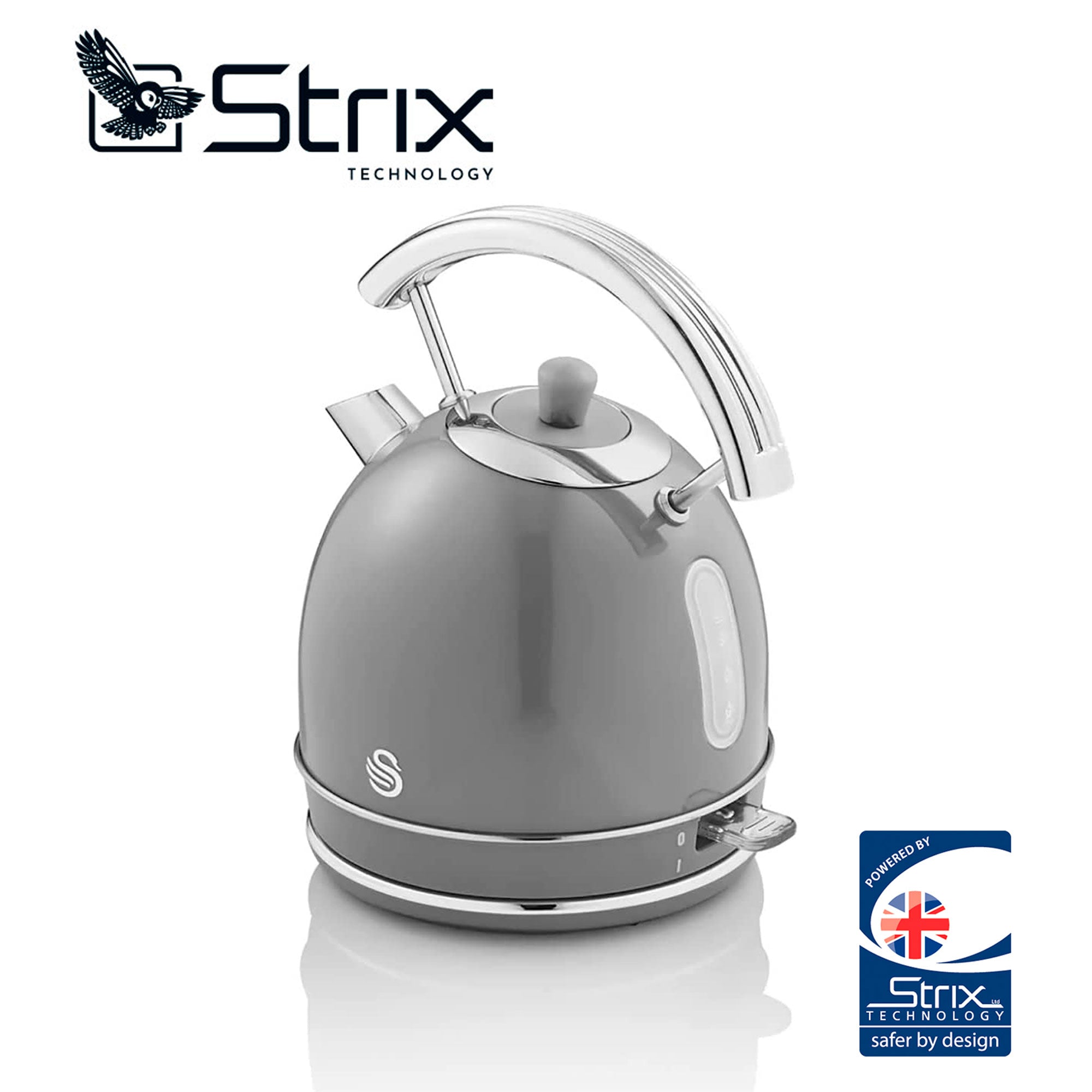 Retro Bouilloire, 1,8 L, Acier Inoxydable sans BPA, Résistance Cachée, sans Fil 3000 Gris SK14630GRNEU - Mathon - 4