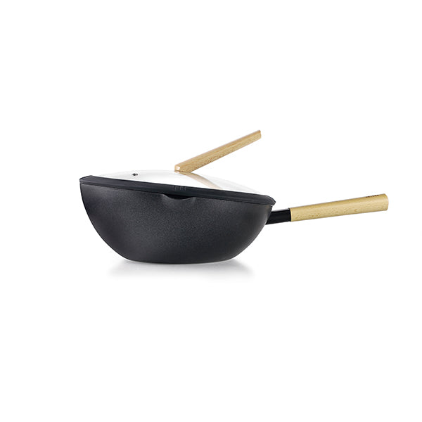 Wok aluminium antiadhésif avec couvercle 30 cm Ibili - Mathon - 1