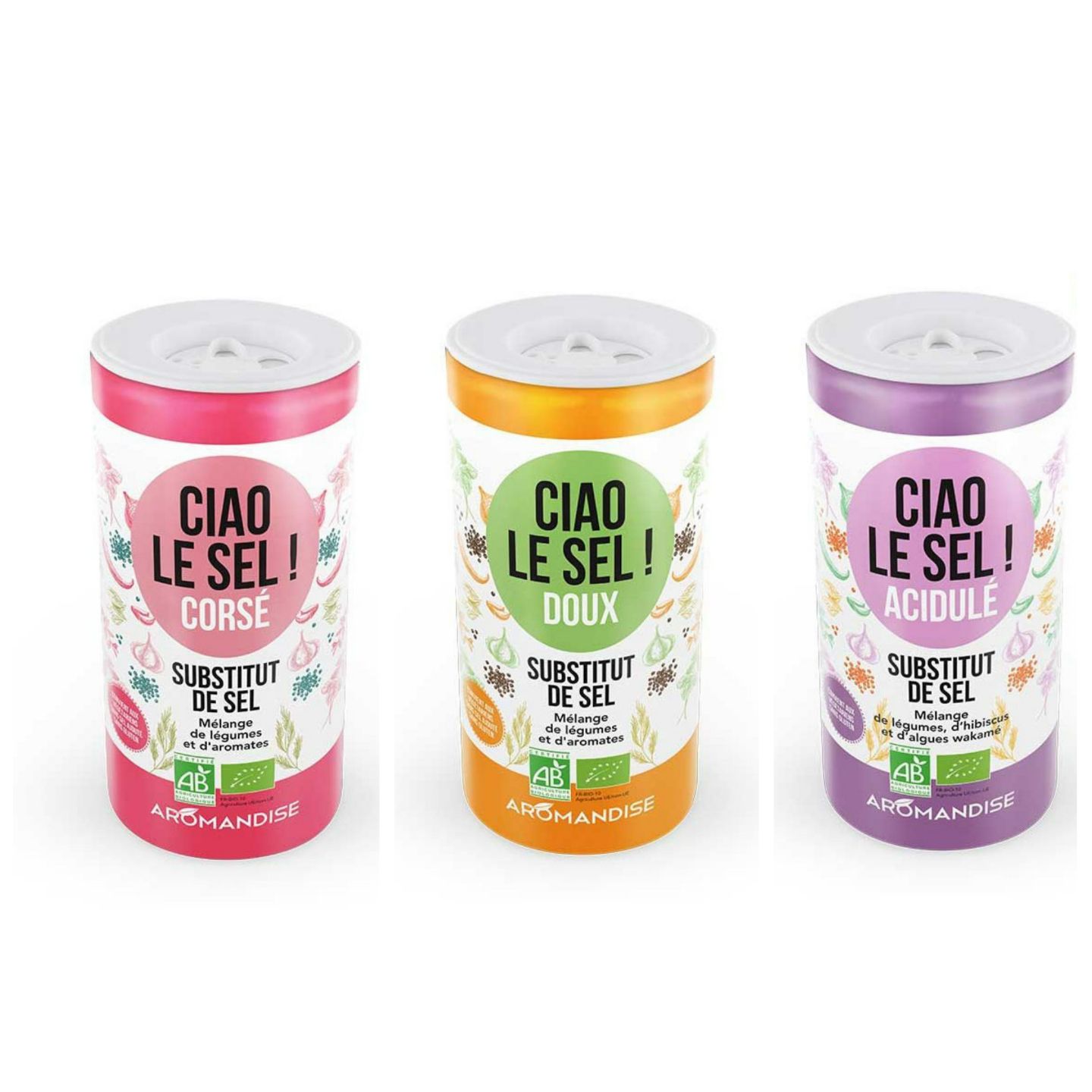 Trio de susbtituts de sel : Doux,Corsé et Acidulé Aromandise - Mathon