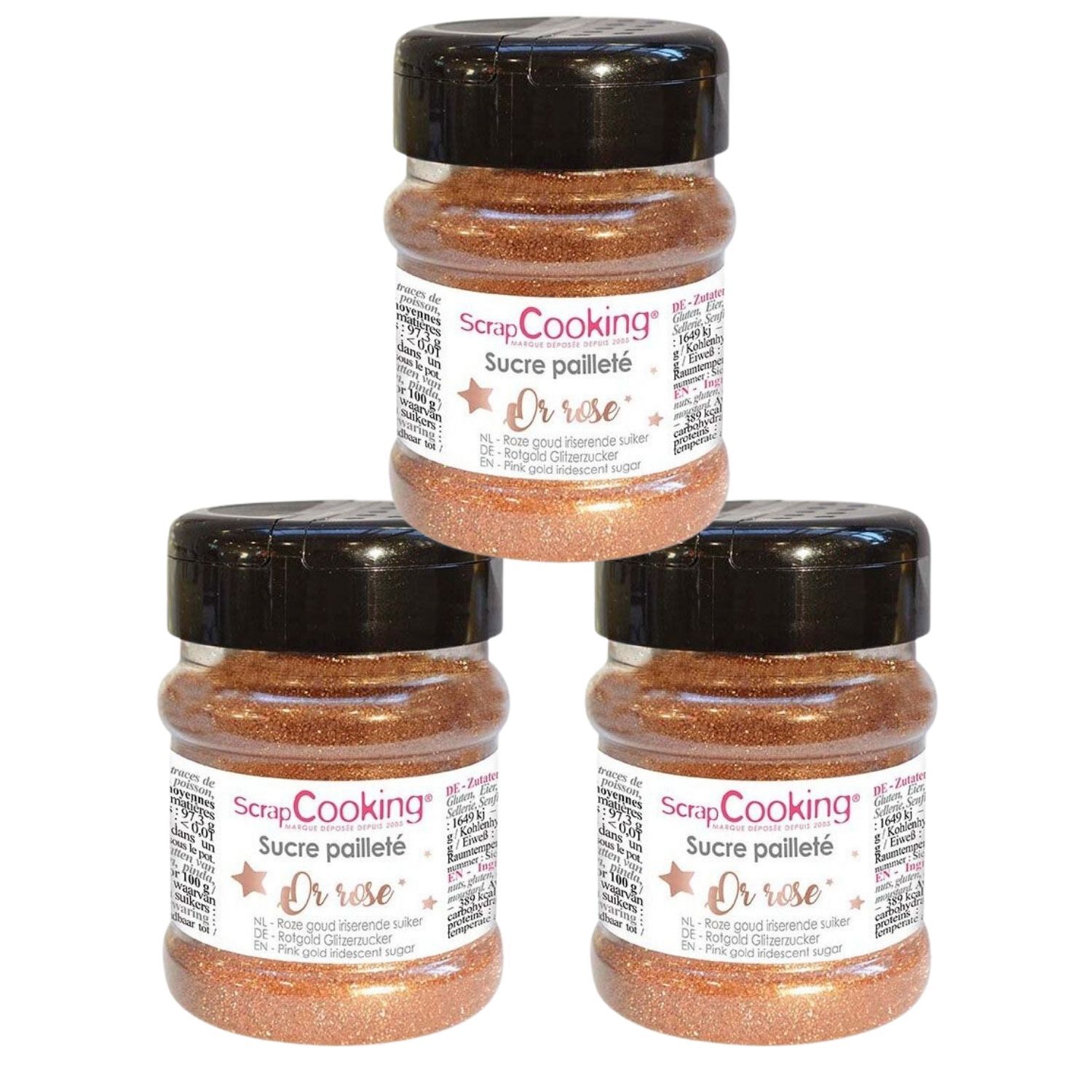 Sucre pailleté or rose 480 g Scrapcooking - Mathon