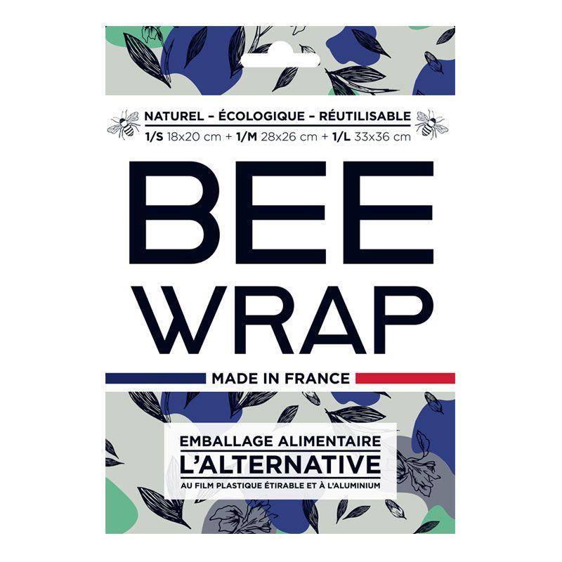 Bee wrap - Emballage alimentaire réutilisable x 3 feuilles - Nature bleu Chevalier diffusion - Mathon