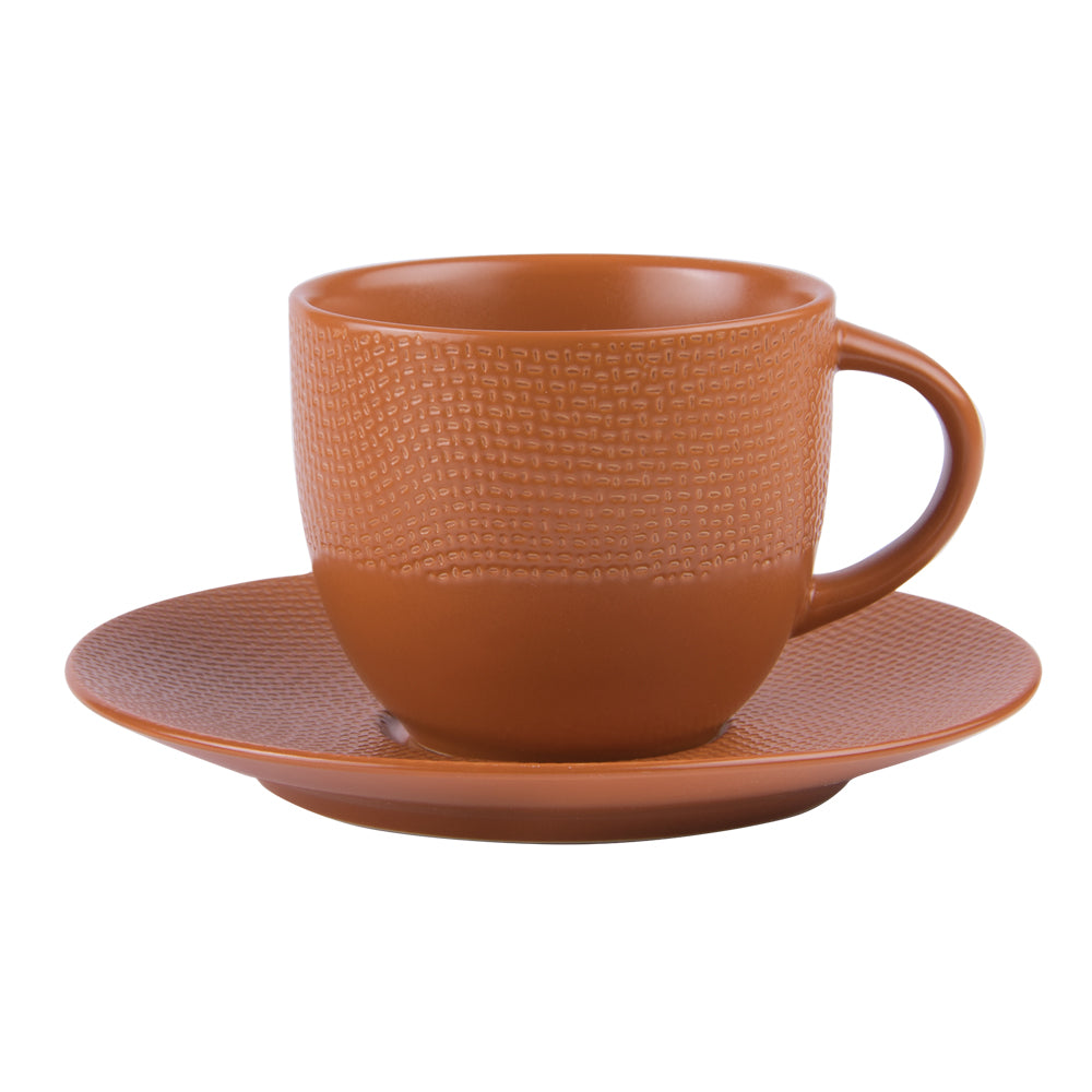 Tasse à thé et sous-tasse Vésuvio terra 22 cl (lot de 6) Table passion - Mathon - 1