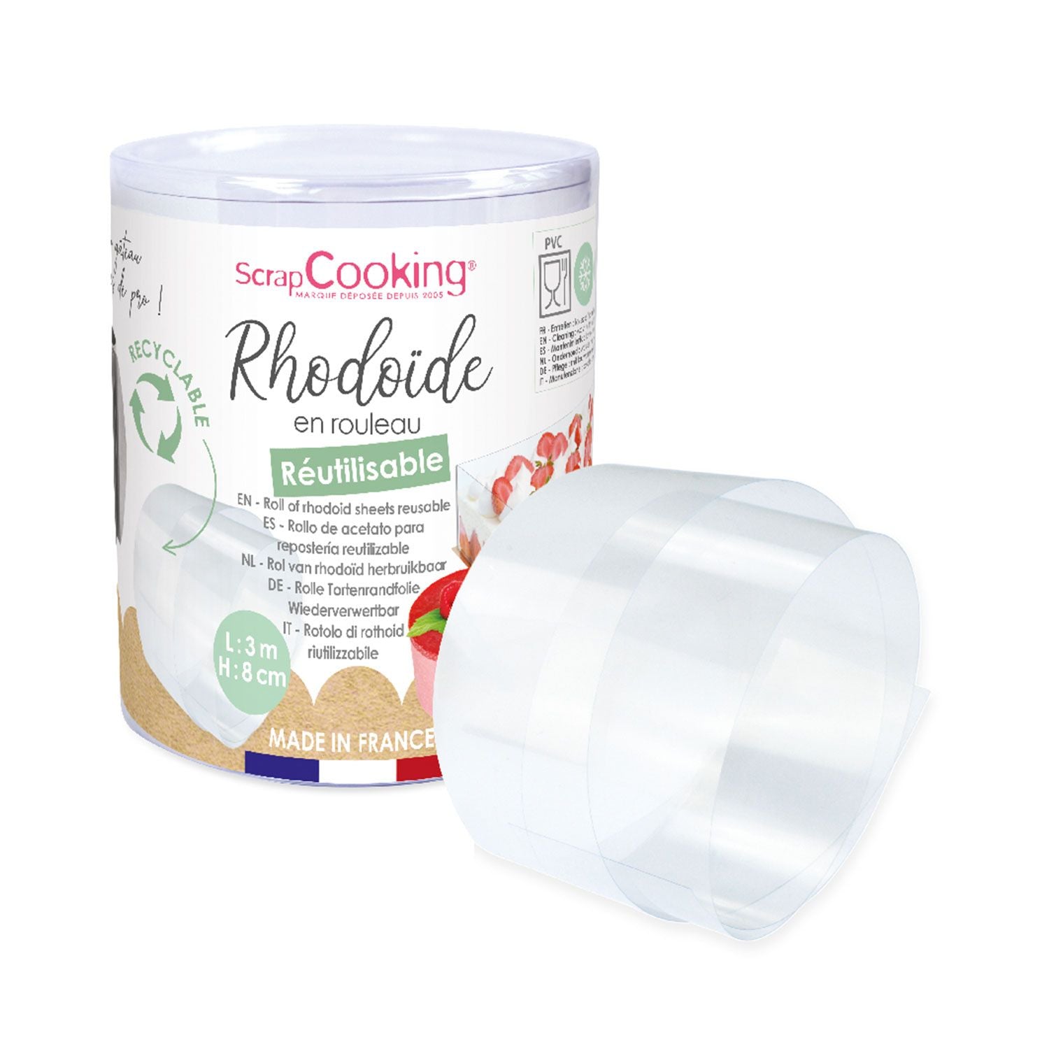 Ruban rhodoïde pour entremets 3 m x 8 cm Scrapcooking - Mathon