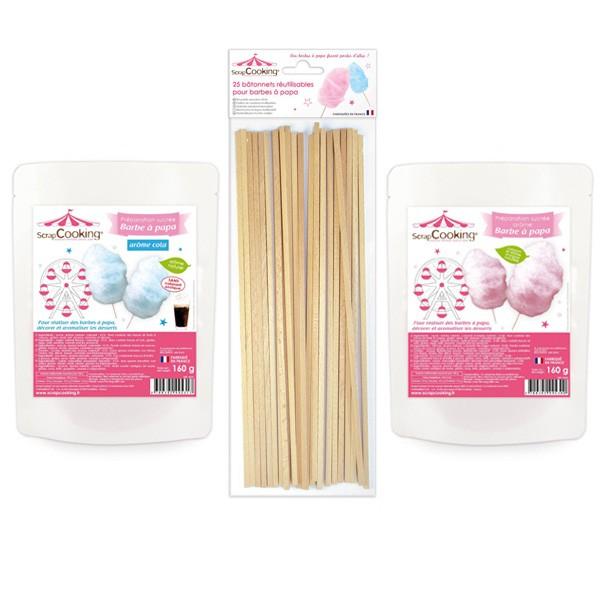 Coffret barbe à papa bleu & rose + Bâtonnets Scrapcooking - Mathon