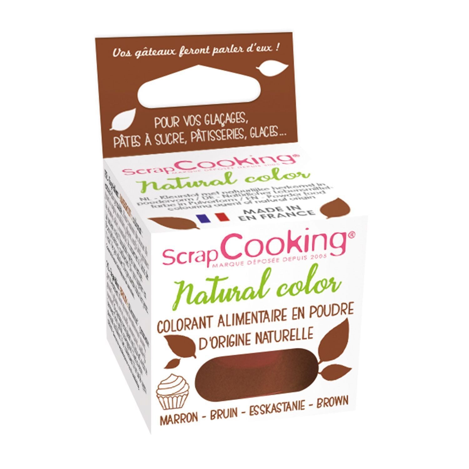 Colorant alimentaire naturel en poudre 30 g - marron Scrapcooking - Mathon