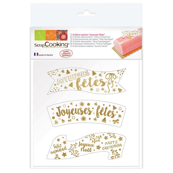 Décors azyme dorés Joyeuses fêtes Scrapcooking - Mathon