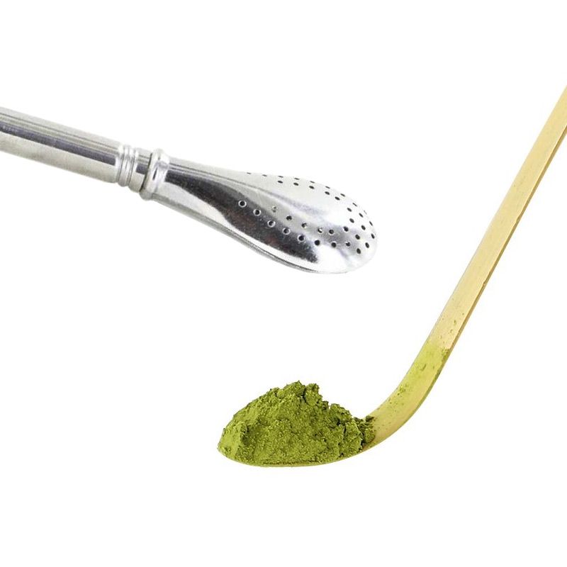 Cuillère à thé Matcha Chashaku + paille inox avec filtre Aromandise - Mathon
