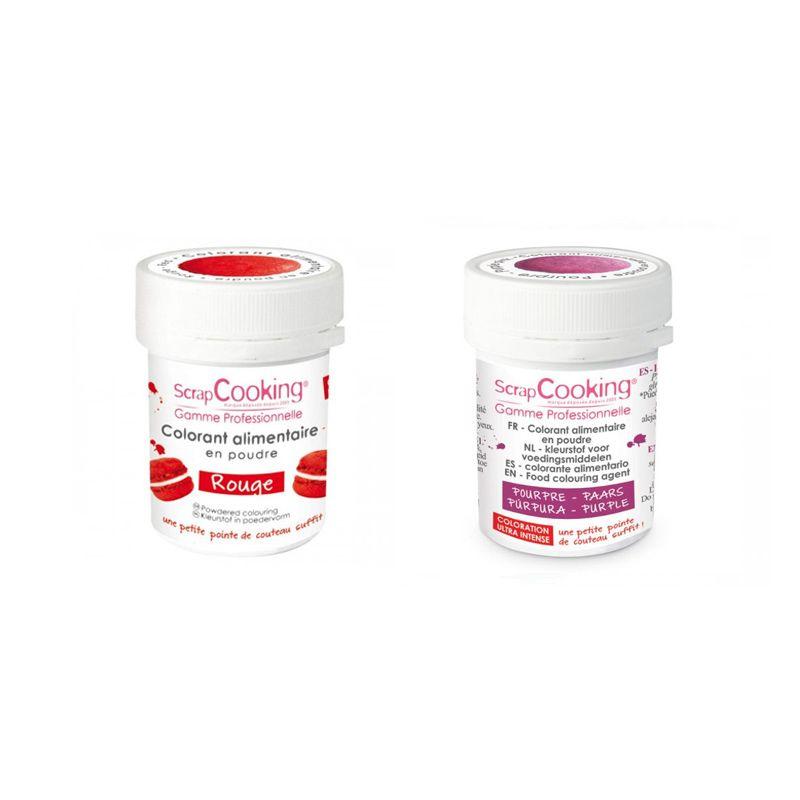 2 colorants alimentaires en poudre - rouge-pourpre Scrapcooking - Mathon