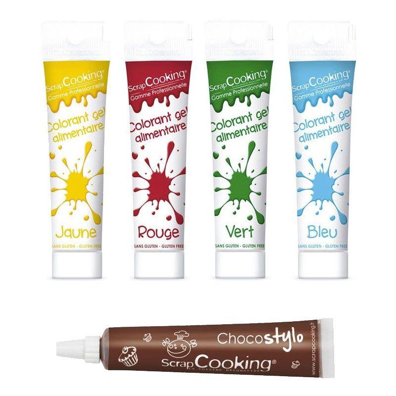 Kit de colorants alimentaires en gel + 1 Stylo chocolat Scrapcooking - Mathon