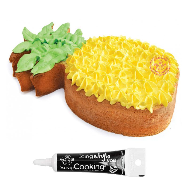 Découpoir à pâtisserie inox XXL Ananas + Stylo de glaçage noir Scrapcooking - Mathon