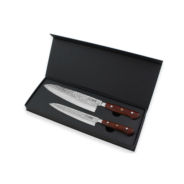 Coffret 2 couteaux Fukito Rosewood Damas chef + universel Fukito - Mathon - 1