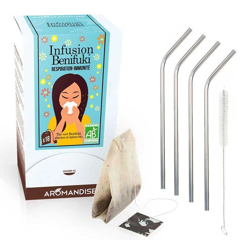 Tisane Benifuki 18 sachets + 4 pailles en inox Youdoit - Mathon