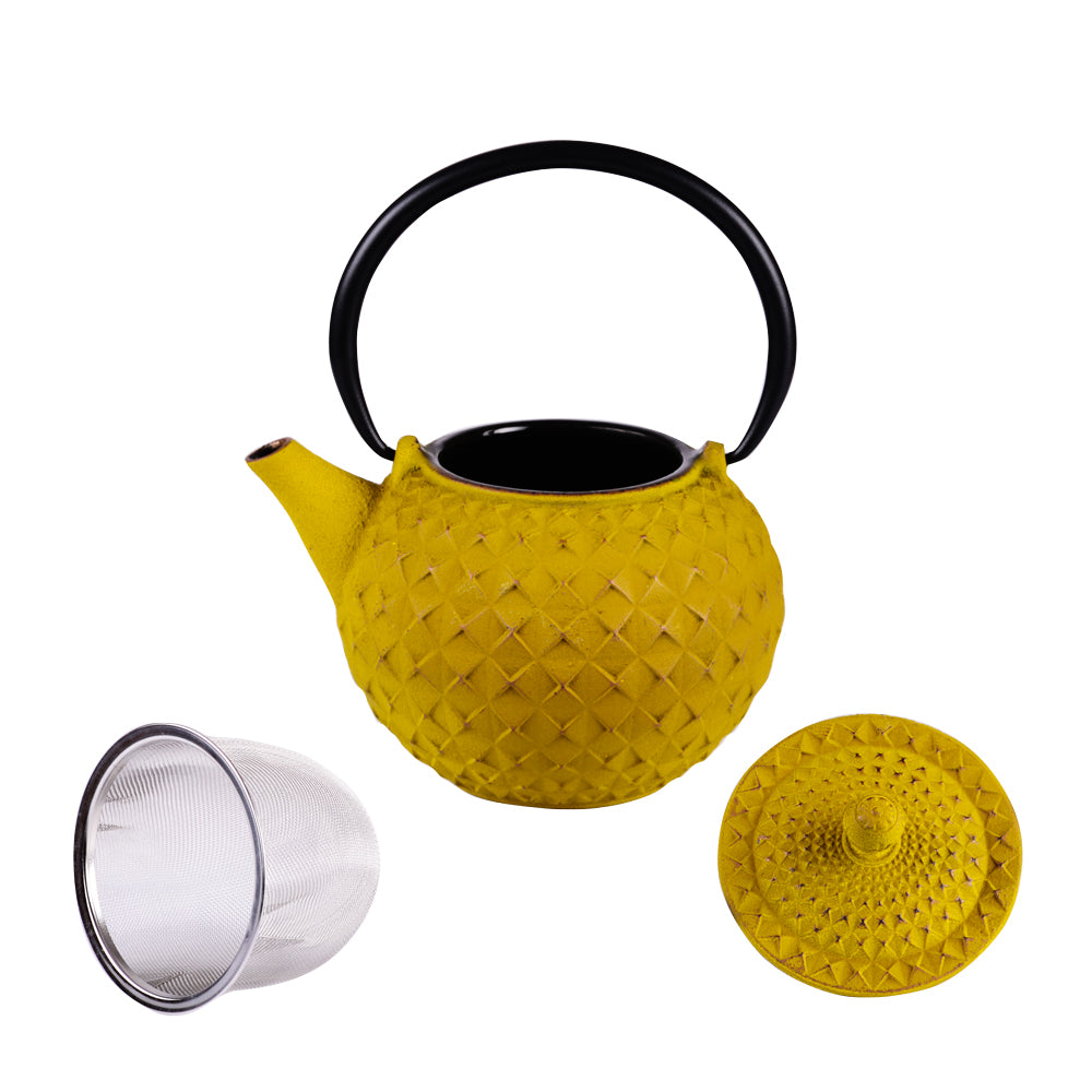 Théière en fonte 1 l avec fitre inox Octo jaune Trend