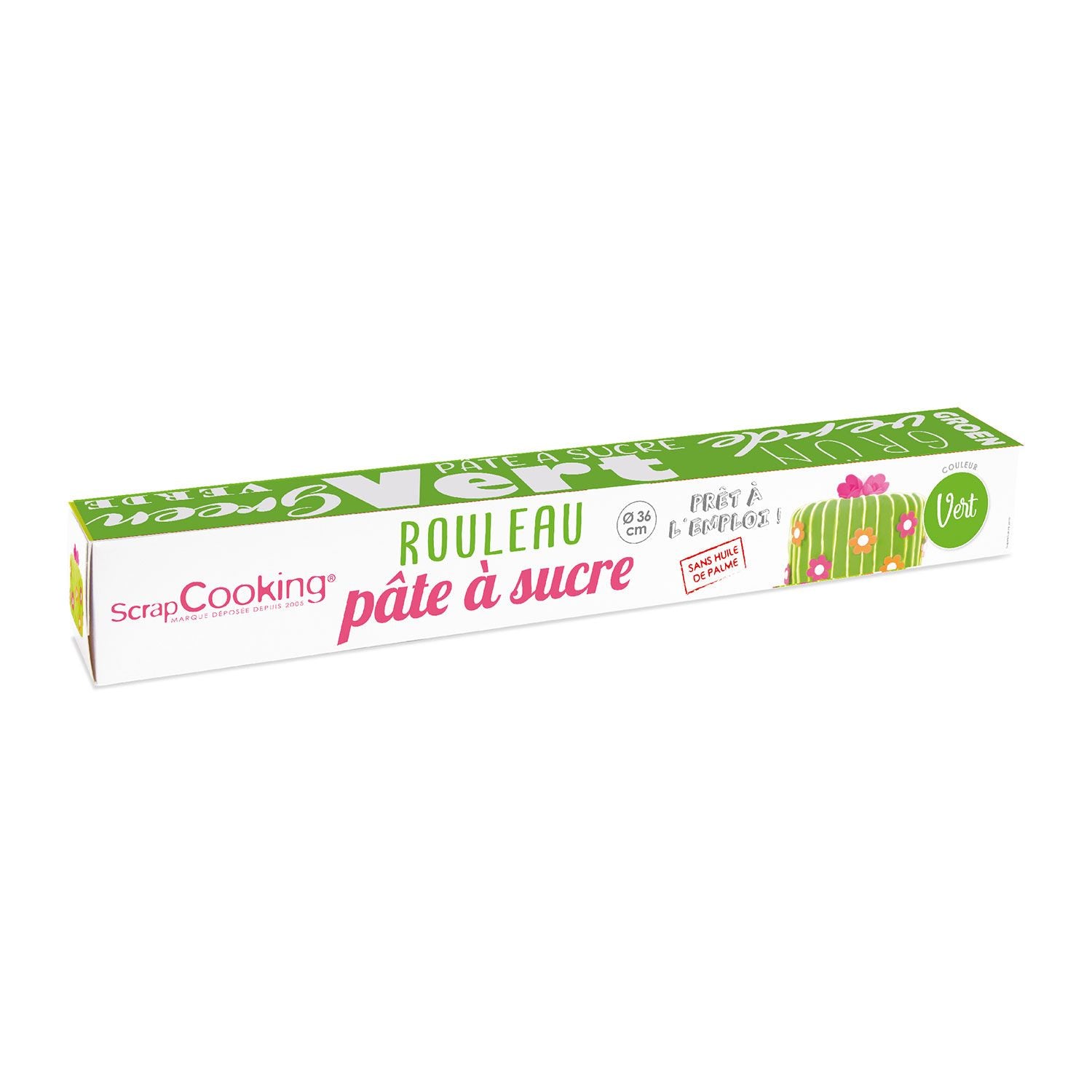 Pâte à sucre en rouleau vert Ø 36 cm - 430 g Scrapcooking - Mathon