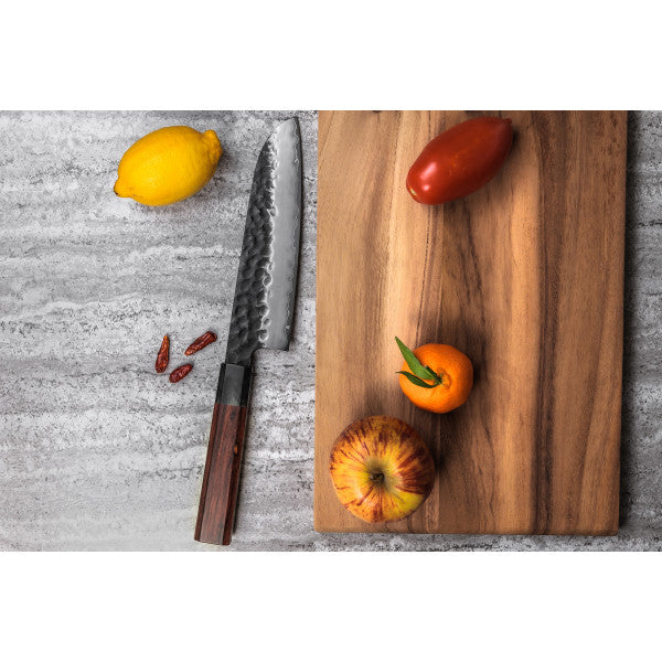 Couteau Sayuto Sequoia San Mai modèle santoku 18cm brute de forge Sayuto - Mathon - 4