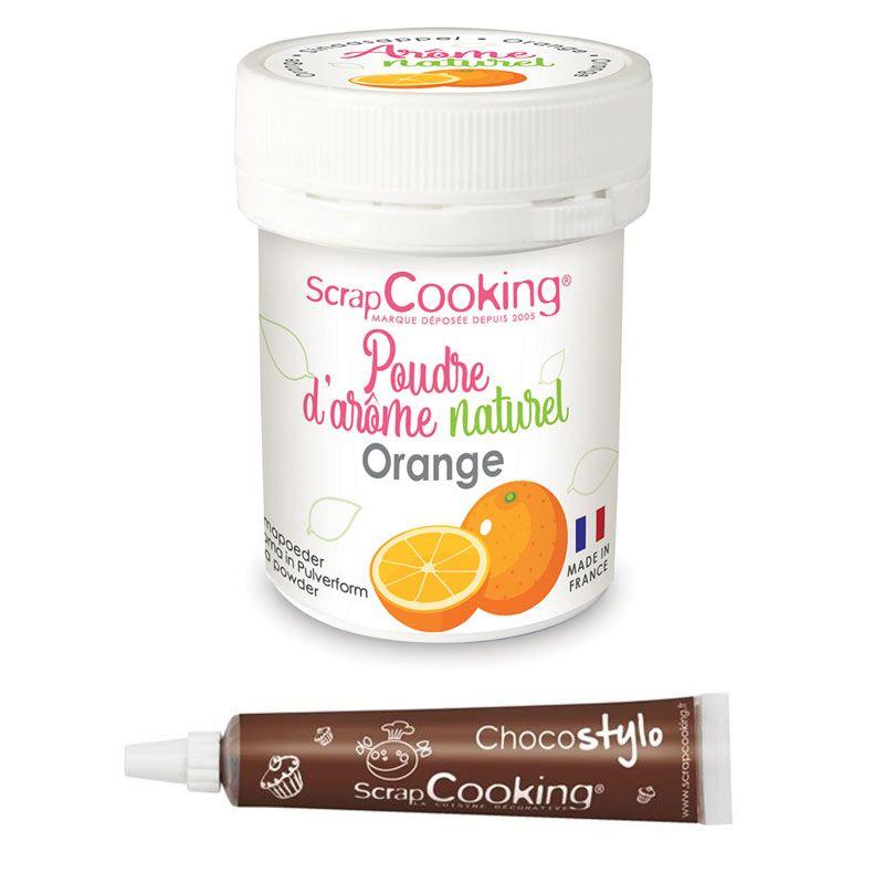 Arôme alimentaire naturel en poudre orange + Stylo chocolat Scrapcooking - Mathon