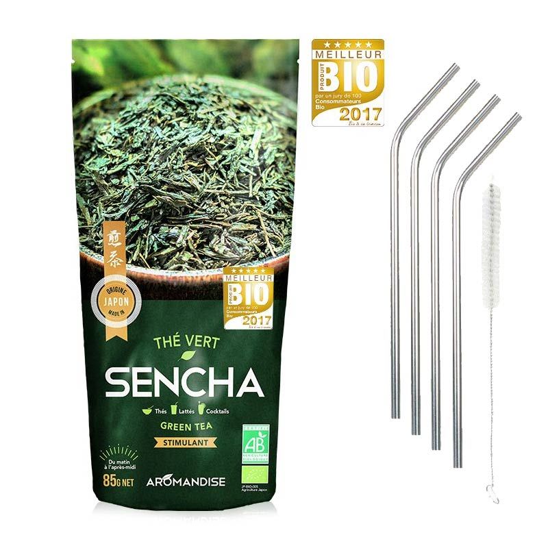 Thé vert Bio Sencha japonais + 4 pailles en inox Youdoit - Mathon