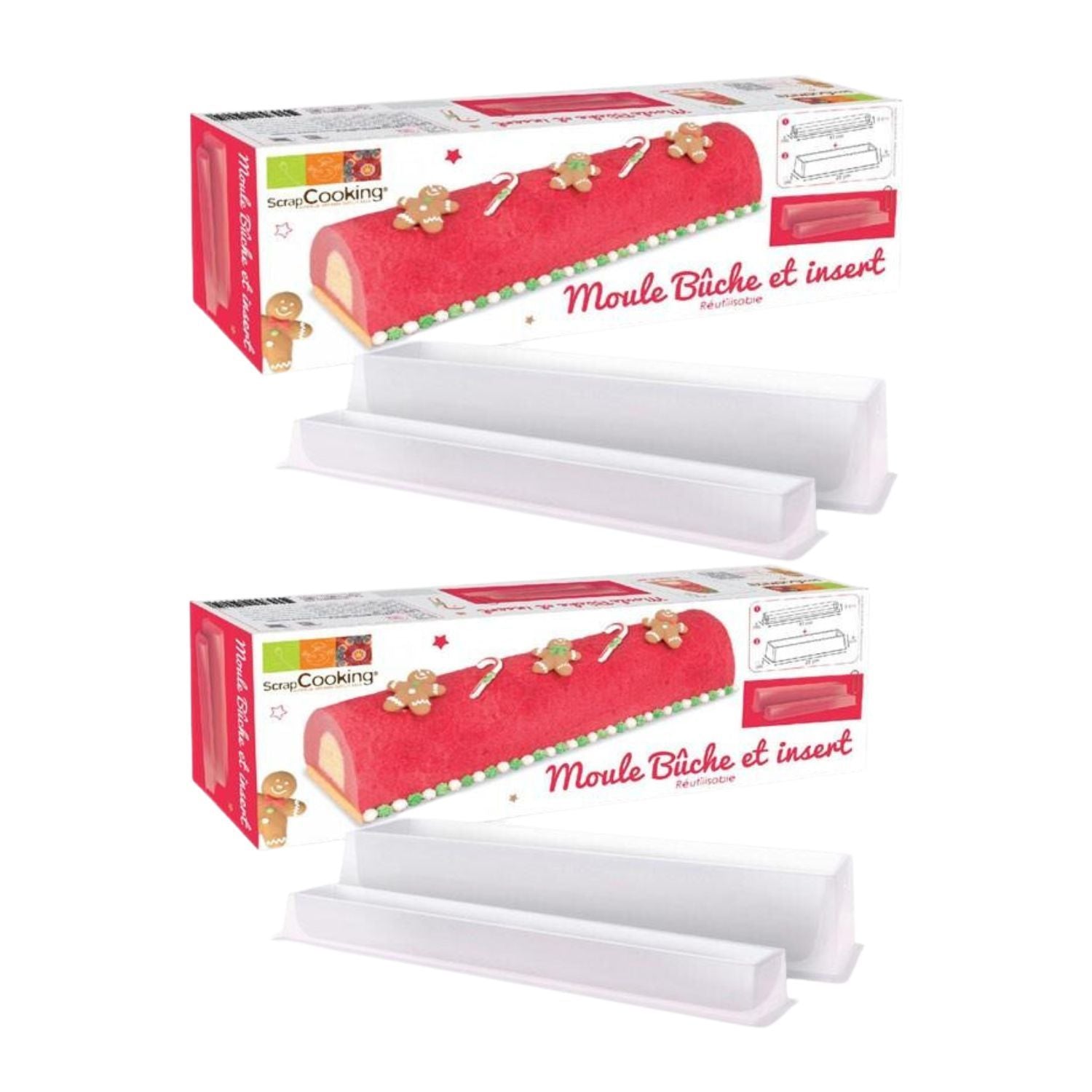 2 moules à bûches de Noël + 2 inserts Scrapcooking - Mathon