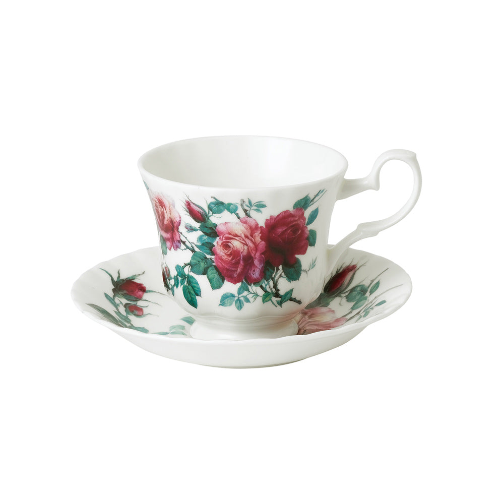 Tasse à thé 23 cl et sa sous-tasse Roses Versailles Roy Kirkham - Mathon