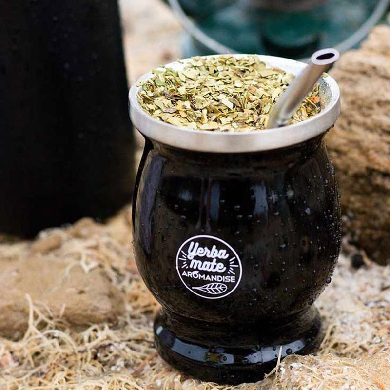 Tasse noire et bombilla à maté - 230 ml Aromandise - Mathon