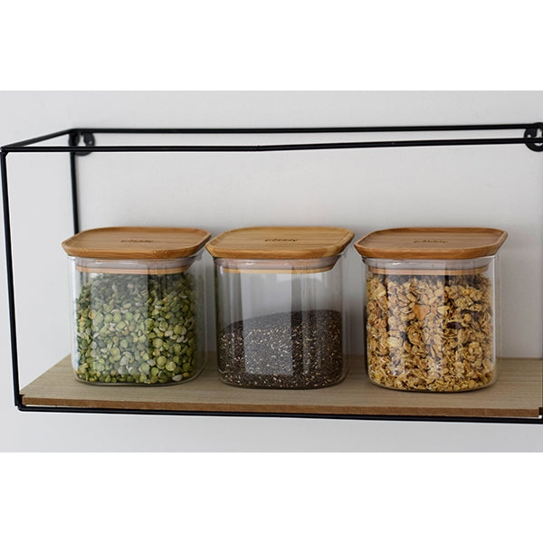 Set de 3 boites carrées verre et bambou 800 ml Pebbly - Mathon - 3