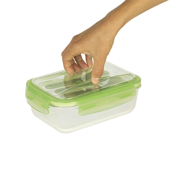 Boîte Lunchbox en verre avec couverts en plastique 1,2L