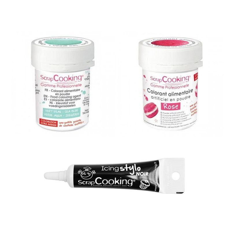 2 colorants alimentaires rose-vert d