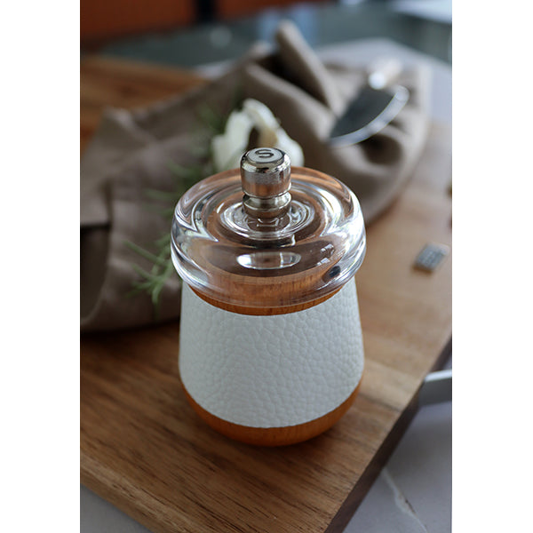 Moulin à sel en bois effet cuir blanc Ogo - Mathon - 2