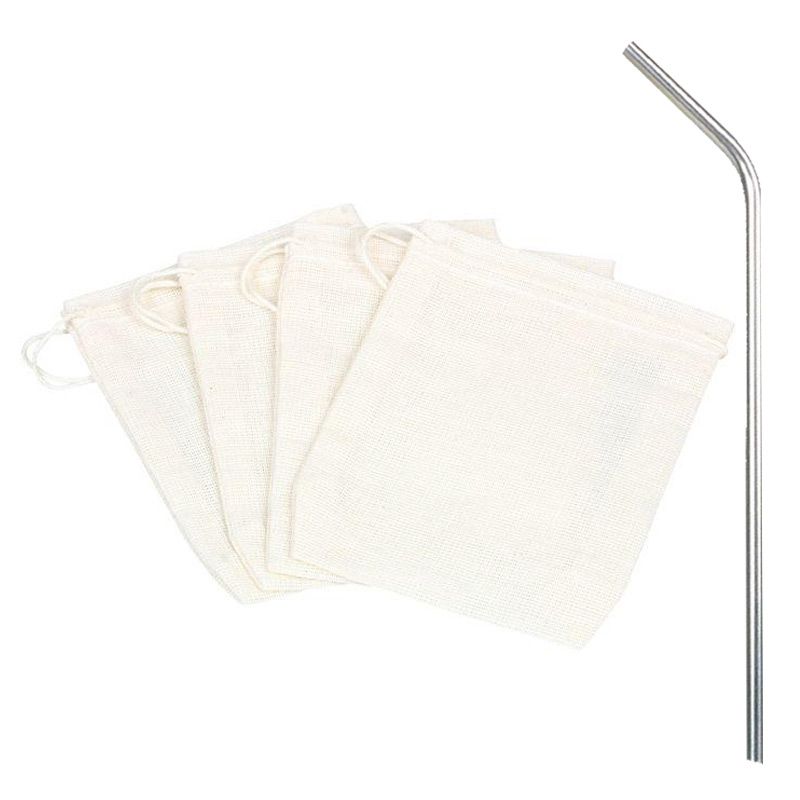 4 filtres à thé coton réutilisables + 4 pailles inox Youdoit - Mathon